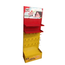 Color metal display rack with hooks